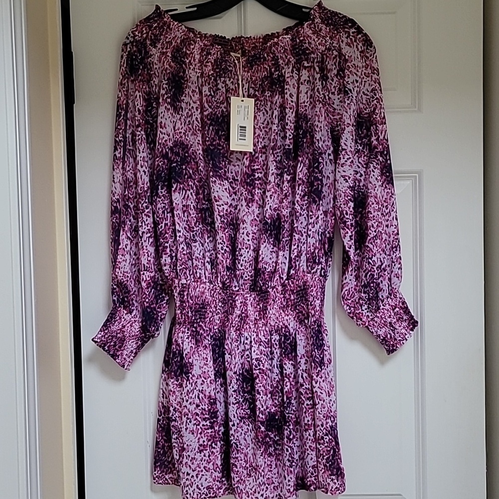 Ramy Brook Smocked Sheer Cold-Shoulder Dress - Picture 5 of 13